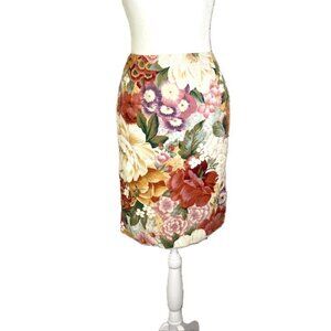 Chris Kellogg Skirt Women's size 4 Floral slim fit Midi cotton evening business